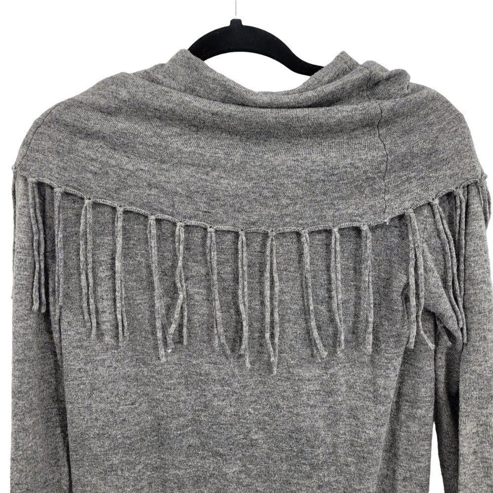 I Jeans by Buffalo Sweater Boho Western Fringe Cowl Neck Angora Blend‎ Gray L - Picture 8 of 13
